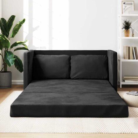 Bodensofa mit Schlaffunktion Schwarz 122x204x55 cm Samt vidaXL