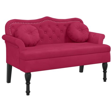 Sitzbank mit Kissen Weinrot 120,5x65x75 cm Samt vidaXL