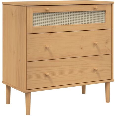 Schubladenkommode SENJA Rattan-Look Braun 80x40x80 Kiefernholz vidaXL (1/5)