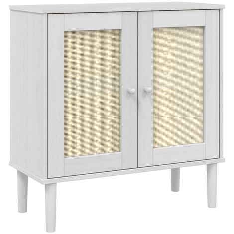 Sideboard SENJA Rattan-Optik Weiß 80x35x80 cm Kiefernholz vidaXL (1/5)