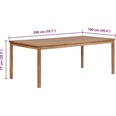 Gartentisch 200x100x77 cm Massivholz Teak vidaXL