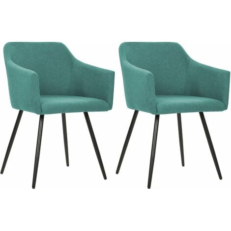 2x Esszimmerstühle Stuhl Lounge Sessel Stühle Esszimmerstuhl Stoffbezug grün