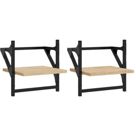 Wandregale mit Stangen 2 Stk. Sonoma-Eiche 30x25x30 cm vidaXL