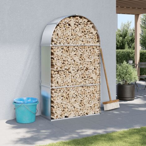 Kaminholzunterstand Silbern 120x45x210 cm Verzinkter Stahl vidaXL