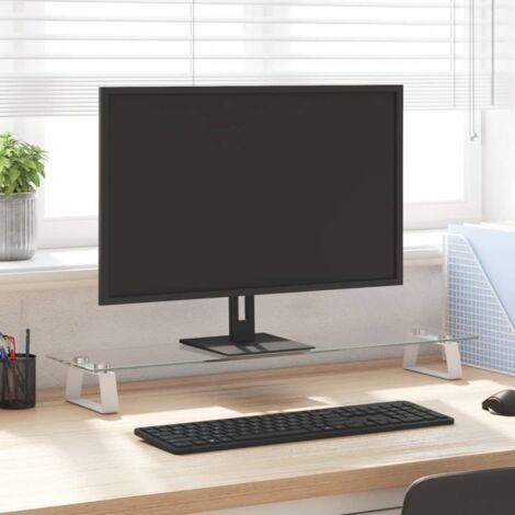 Monitorständer Weiß 80x20x8 cm Hartglas und Metall vidaXL103635