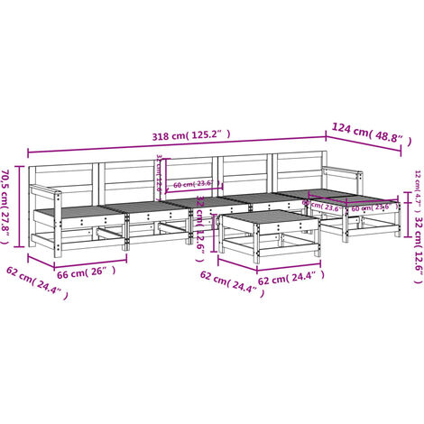 7-tlg. Garten-Lounge-Set Massivholz Douglasie vidaXL