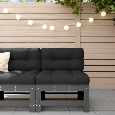 vidaXL Gartenmittelsofa grau aus massivem Kiefernholz
