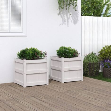 Pflanzkübel 2 Stk. Weiß Massivholz Kiefer vidaXL53474