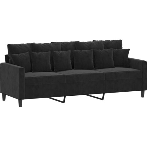 vidaXL 3-Sitzer-Sofa Schwarz 180 cm Samt