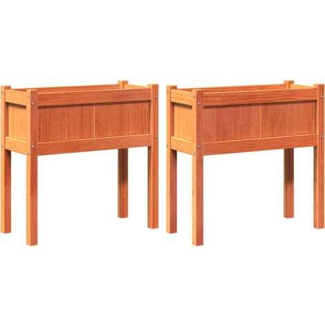 Pflanzkübel mit Beinen 2 Stk. Wachsbraun Massivholz Kiefer vidaXL
