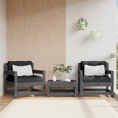 vidaXL Gartenstühle Set von 2 grau massivem Kiefernholz