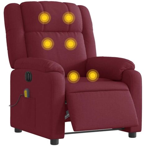 Massagesessel Elektrisch Weinrot Stoff vidaXL