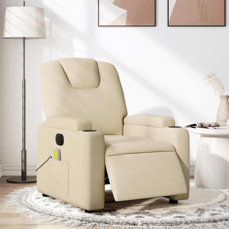 Massagesessel Elektrisch Creme Stoff vidaXL