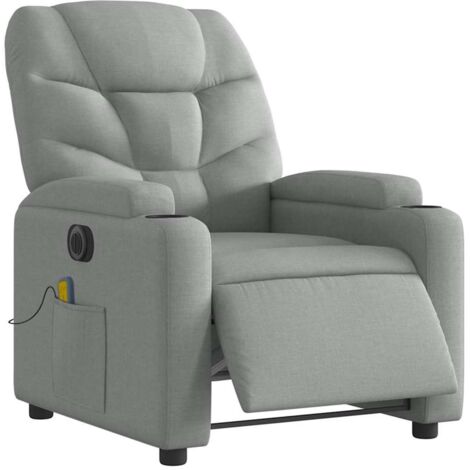 Massagesessel Elektrisch Hellgrau Stoff vidaXL