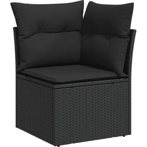 Gartensofa-Ecke mit Kissen Schwarz Poly Rattan vidaXL
