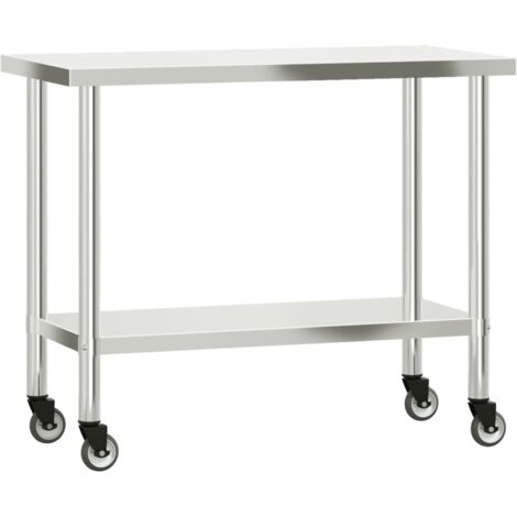 vidaXL Küchen-Arbeitstisch mit Rollen 110x55x85 cm Edelstahl