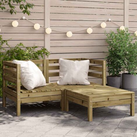 Gartensofa 2-Sitzer mit Hocker Kiefernholz Imprägniert vidaXL