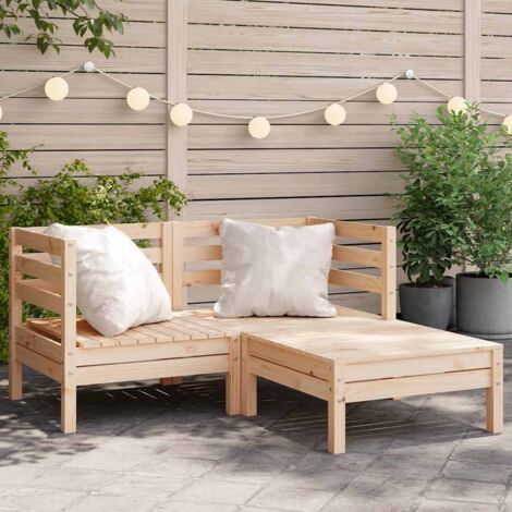 Gartensofa 2-Sitzer mit Hocker Massivholz Kiefer vidaXL