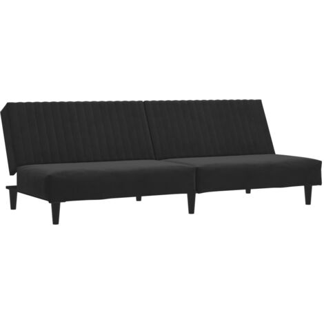 Schlafsofa 2-Sitzer Schwarz Samt vidaXL
