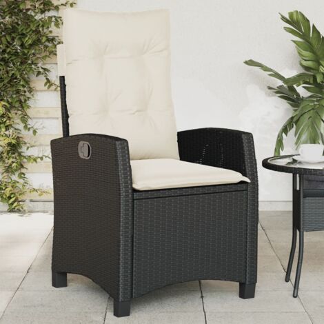 Gartensessel Verstellbar mit Kissen Schwarz Poly Rattan vidaXL