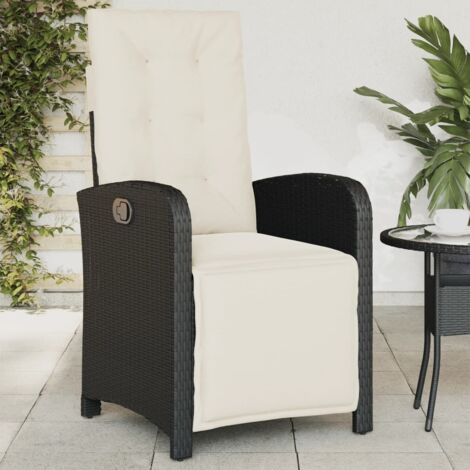 vidaXL Verstellbarer Gartenstuhl mit Fußstütze Schwarz Geflecht