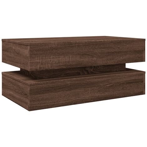 Couchtisch mit LED-Leuchten Braun Eichen-Optik 90x50x40 cm vidaXL