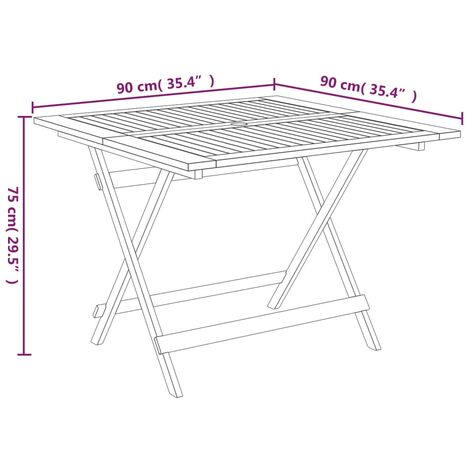 Gartentisch Klappbar 90x90x75 cm Massivholz Akazie vidaXL