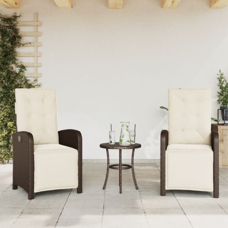 vidaXL Gartenliegestühle-Set von 2 mit Fußstütze aus Rattan