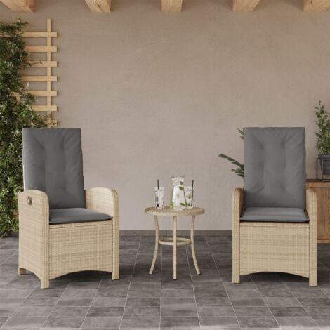 Gartensessel Kissen 2Stk. Verstellbar Beigemischung Poly Rattan vidaXL