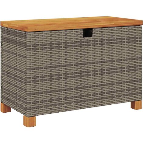 Gartentruhe Grau 80x40x48 cm Poly Rattan Akazienholz vidaXL (1/5)