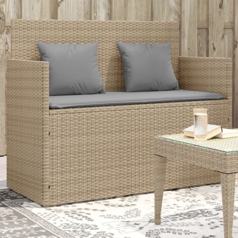 Gartenbank mit Kissen Beige Poly Rattan vidaXL69451