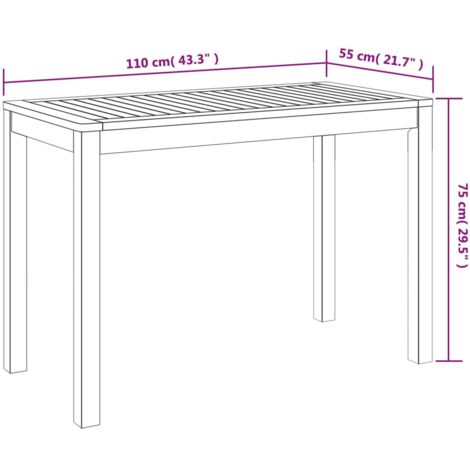 Garten-Esstisch 110x55x75 cm Massivholz Akazie vidaXL