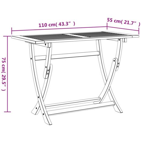 Gartentisch Klappbar 110x55x75 cm Massivholz Akazie vidaXL