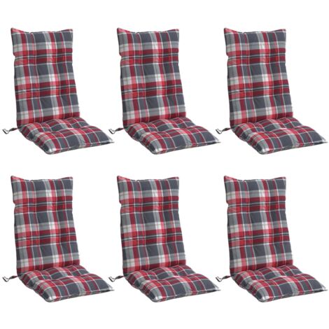 Hochlehner-Auflagen 6 Stk. Rotes Karomuster Oxford-Gewebe vidaXL