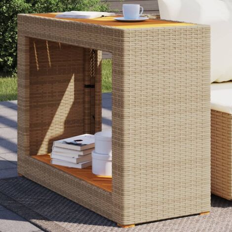 Beistelltisch für den Garten mit Holzoberfläche Beige 100x40x75 cm