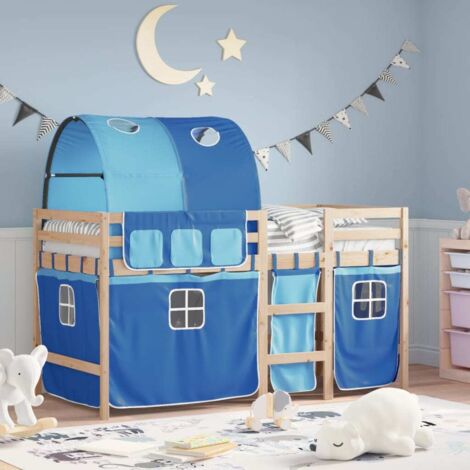 Kinderhochbett mit Tunnel Blau 90x190 cm Massivholz Kiefer vidaXL621739