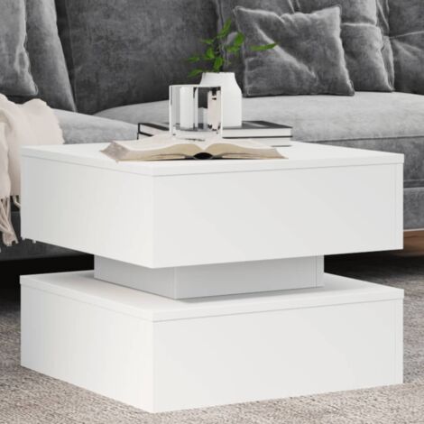 vidaXL Couchtisch mit LED-Lichtern Weiß 50x50x40 cm