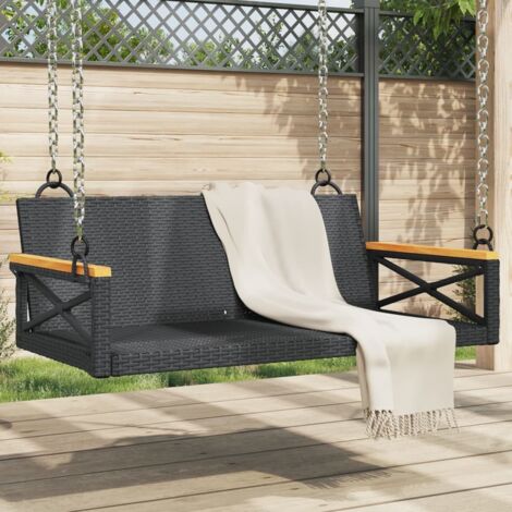 Hängebank Schwarz 109x62x40 cm Poly Rattan vidaXL