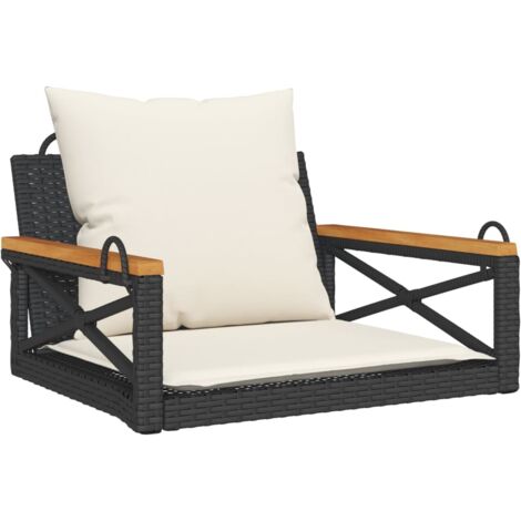 Hängesessel mit Kissen Schwarz 63x62x40 cm Poly Rattan vidaXL