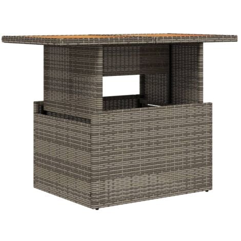 Gartentisch Grau 100x55x73 cm Poly Rattan und Akazienholz vidaXL