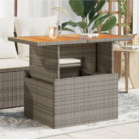 Gartentisch Grau 100x55x73 cm Poly Rattan und Akazienholz vidaXL