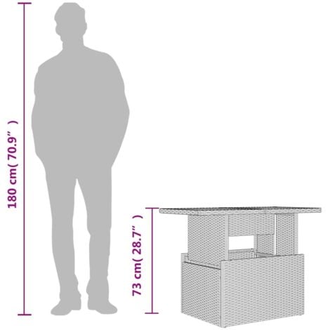 Gartentisch Grau 100x55x73 cm Poly Rattan und Akazienholz vidaXL