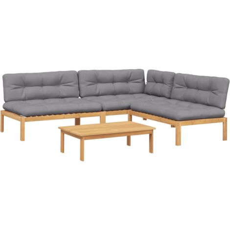 4-tlg. Garten-Sofagarnitur aus Paletten mit Kissen Akazienholz vidaXL (1/5)