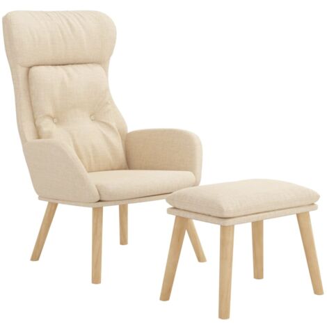 Relaxsessel mit Hocker Creme Stoff vidaXL (1/5)