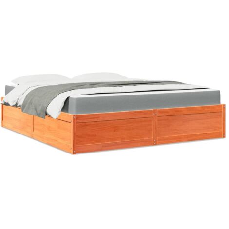 Bett mit Matratze Wachsbraun 180x200 cm Massivholz Kiefer vidaXL (1/5)
