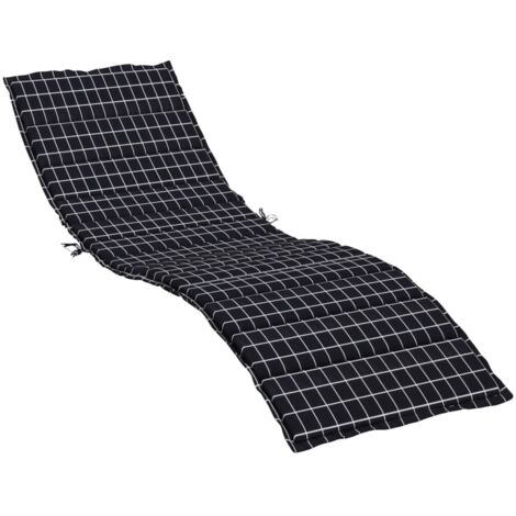 Sonnenliegen-Auflage Schwarz Karomuster Oxford-Gewebe vidaXL