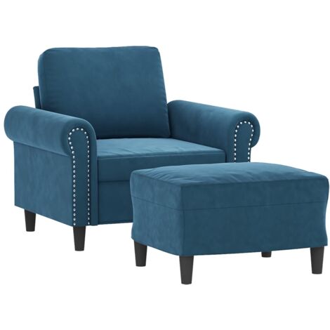 Sessel mit Hocker Blau 60 cm Samt vidaXL (1/5)
