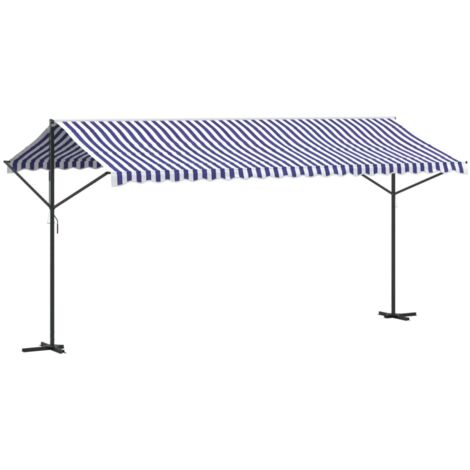 Freistehende Markise Blau und Weiß 500x300 cm Stoff und Stahl vidaXL