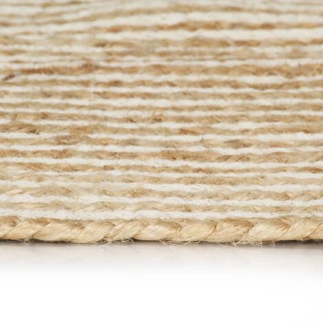 Teppich Handgefertigt Jute mit Spiralen-Design Weiß 120 cm vidaXL
