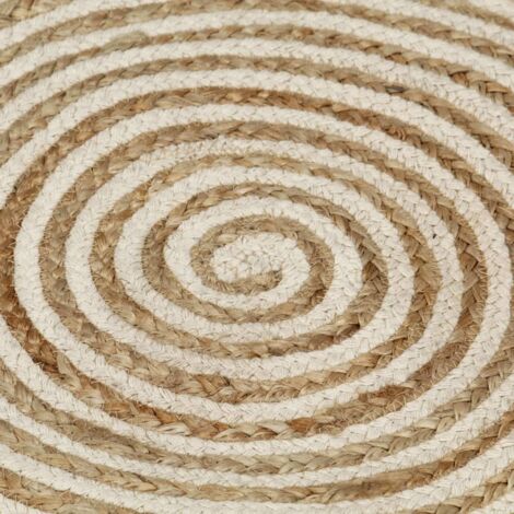 Teppich Handgefertigt Jute mit Spiralen-Design Weiß 120 cm vidaXL